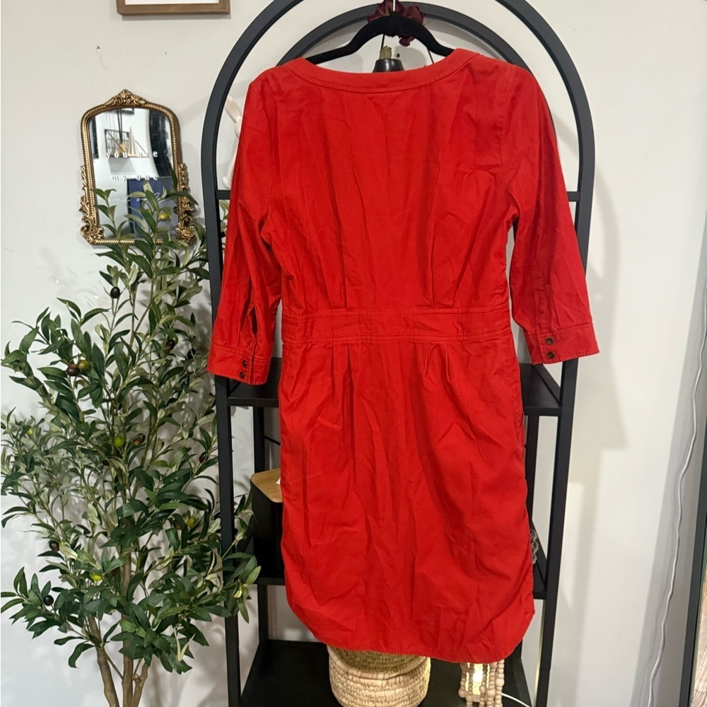 Anthropology Maeve Anaheim Orange Button up shirt dress, size 6 100% cotton - Picture 10 of 14